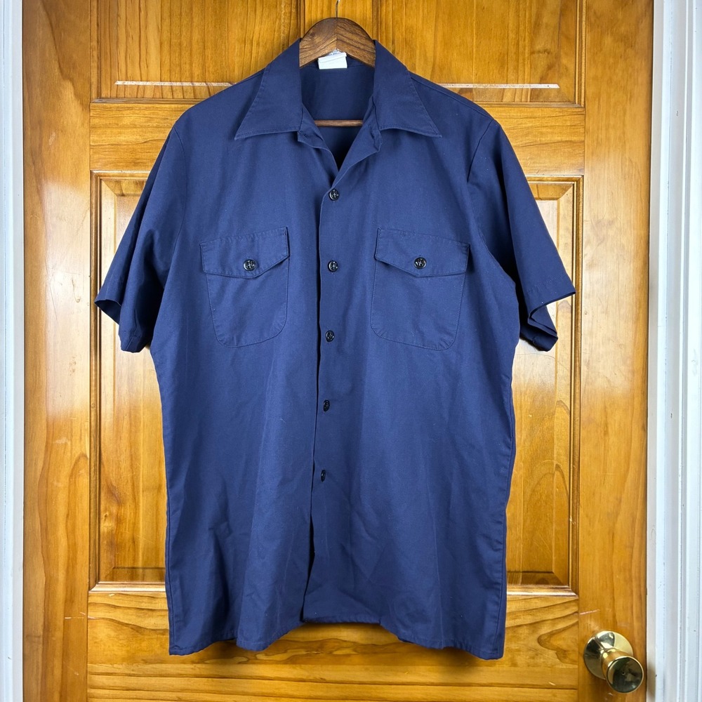 Vtg US Navy DSCP Guardian Collection Mens Utility Work Shirt Lg Anchor Buttons